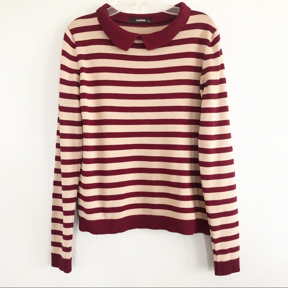 GeeGee Collared Striped Sweater Sz Small